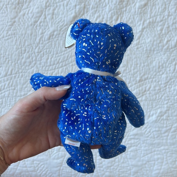 GIFTED Ty Beanie Babies Baby Blue Sparkly Decade Teddy Bear Rare Collectible - Picture 5 of 8